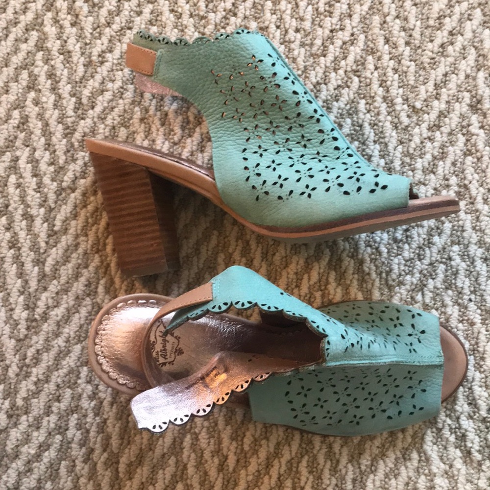 teal and gold miss albright heels